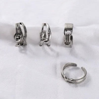 4 pieces set retro ring